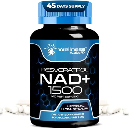 WELLNESS LABSRX Liposomal NAD Supplement, 1500mg - USA Made, NAD Resveratrol Supplement for Women and Men, NAD+ Support Cellular Health, Energy & Anti Aging - 90 Count
