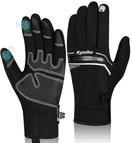 Wisebom Guanti Invernali Ciclismo Uomo Donna, Guanti Touch Screen Anti-Scivolo, Guanti Invernali Antivento Impermeabili Guanti da Caldi Sportivi per Corsa, Guida, Ciclismo, Arrampicata (M)