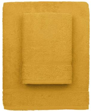 zer0bed, Toallas de baño Lila, Juego de 2 Toallas de baño, Toalla de Cara, Toalla de bidé, Color Liso, Amarillo, 100% algodón, Juego de 2 Piezas