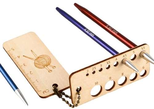 Calibro per ferri da maglia, rettangolare, in legno, righello per ferri da maglia, righello per uncinetto