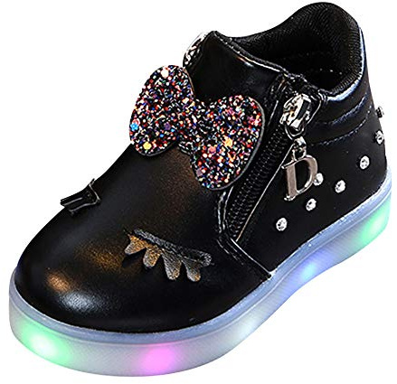 SRTUMEY Baskets Lumineuses pour Tout-Petits Filles Antidérapant Chaussures LED Lumineuses pour Enfants Garçons et Filles Chaussures de Course Premières Chaussures de Marche Sneakers Taille 6 Noir
