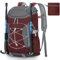 RAINSMORE Wanderrucksack Herren Damen 40L Wasserdichter Rucksack Groß Trekkingrucksack Leicht Faltbarer Reiserucksack für Wandern Radfahren Camping Reisen Sport Dunkelrot