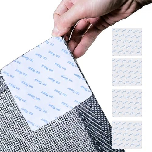 4PCS Rug Grippers for Laminate Floor, Non-Slip Carpet Grippers for Rugs on Carpet & Hardwood Floors, Washable & Reusable, 4 x 4 Inch, White