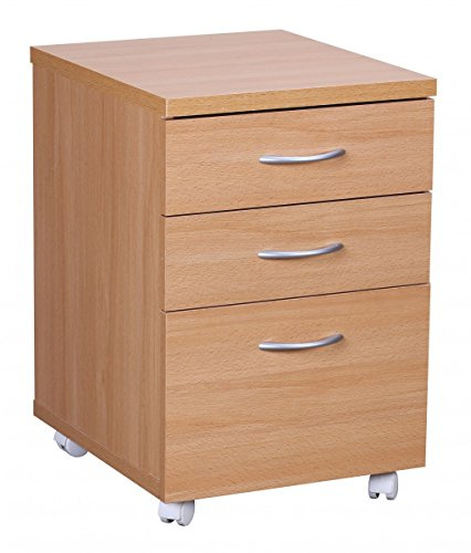 KADIMA DESIGN Ottawa Meuble sous roulettes 40 x 60 x 45 cm avec roulettes en hêtre - Chariot à roulettes avec tiroirs - Armoire de bureau - Chariot de maquillage - Conteneur sous