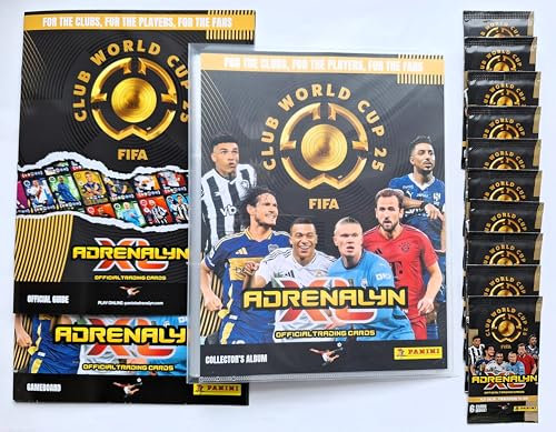 Panini Adrenalyn XL 2025 Club World Cup Trading Cards - Portfolio Folder + Gameboard + Checklist + 10 Booster Packs