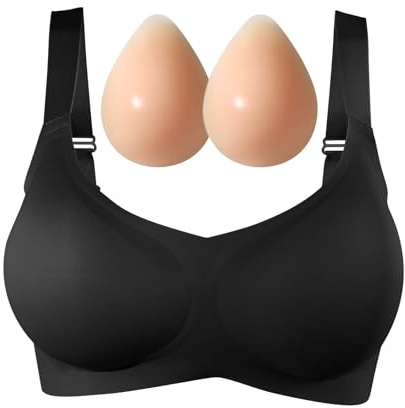 Polreta Mastectomy Bra with Breast Form Seamless Post-Surgery Pocket Bra for Breast Prosthesis Enhancement Inserts