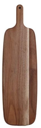 Tagliere lungo in legno con manico, tagliere lungo per salumi, formaggi, carne, pizza, formaggio, verdura e frutta (41 x 12 x 1,5 cm)