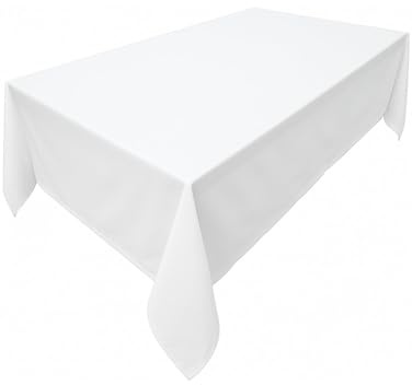 Hochwertige Tischdecke aus Minimate Gewebe. Modern, glatt, breiter Saum, bügelfrei, strapazierfähig, waschbar, trocknergeeignet. Küche und Wohnzimmer. Größe und Farbe wählbar. (Weiß, 140 x 260)