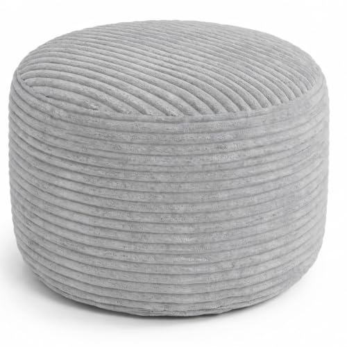 bananair - Repose Pieds Salon - Housse Lavable, Remplissage Mousse - Tabouret Pouf Élégant, Ottoman Pouf Rond Doux & Confortable (50x30 cm, Gris Clair)