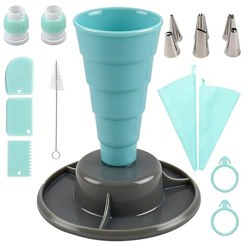 18 Pièces Support de Poche à Douille Pliable Kit Poches Douilles Incassable pour Gâteaux Cupcakes Décorateurs Gâteaux Boulangers Professionnels