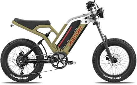 E-W EWHEEL Viketory Vélo électrique Fatbike Commando Urbain et Off Road 20 Moteur arrière 250 W Batterie 48 V 720 Wh Design robuste, stable et confortable Couleur marron militaire