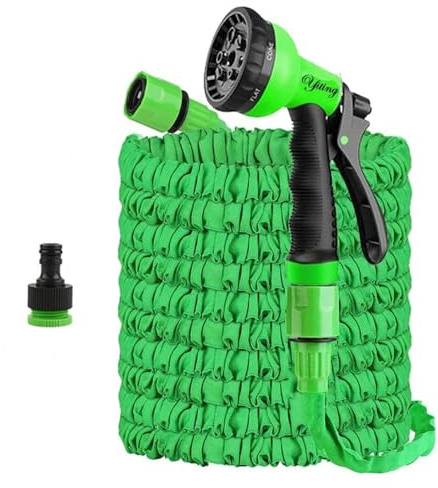 Yiting Expanderbar trädgårdsslang, 7,5 m/15 m/30 m/37,5 m expanderbar slang, rör med 1/2 tum och 3/4 tum kopplingar, pistol, Hose-flexibel slang med vattentryck