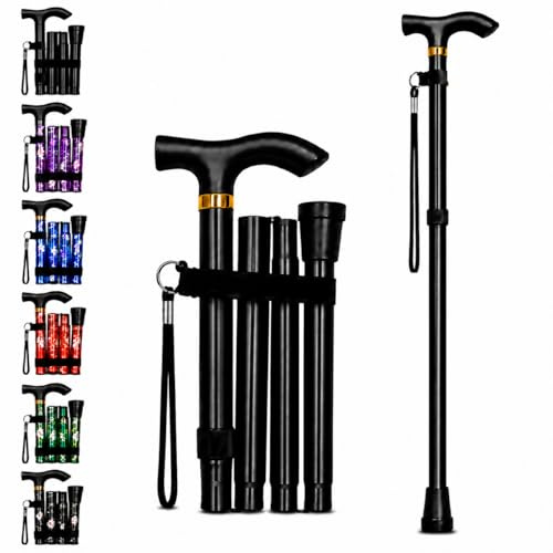 ZallyX Vikbara promenadkäppar för män och kvinnor, justerbar höjd (85–95 cm) promenadkäpp, mobilitetshjälpmedel, hopfällbar promenadkäpp för äldre vuxna