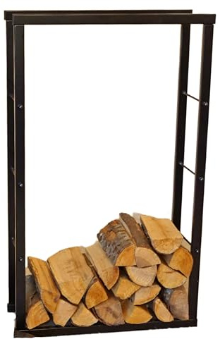 Speedwellstar Firewood Log Rack Store 100x60 cm Storage Large Small Metal Shelf Stand Tall Steel Black Inside & Outside (H 100 x W 60cm)