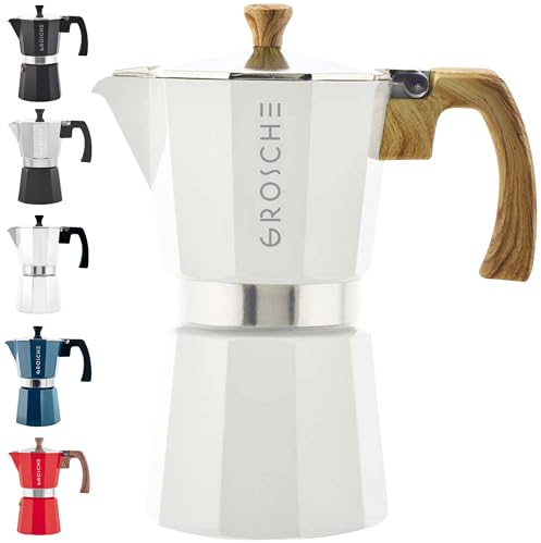 GROSCHE Milano Moka - Cafetera espresso para estufa (6 tazas/275 ml, blanco)
