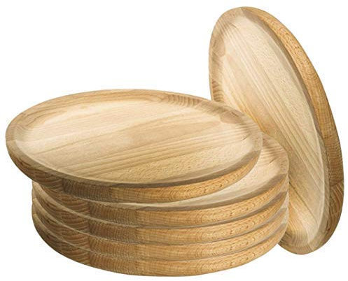 Ruibal - Platos para Pulpo de Madera - Set de 6 - Ø 20 cm Pino de Primera Calidad Ideal para Comer Pulpo a la gallega, Pulpo.