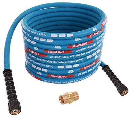 TECHKAR Tuyau pour Nettoyeur Haute Pression - Remplacement du tuyau d'extension Karcher - Professionnel 400 bar DN8 M22x1,5 pour Kärcher HD HDS - Bleu - 15 m