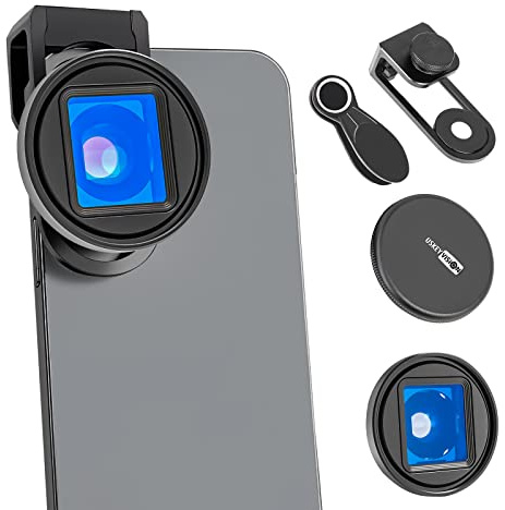 USKEYVISION 1.55X Anamorphic Lens Filmmaking 2.76:1 Ratio Lens for iPhone 15/14/13 Mini/Pro/Max Andorid Smartphone Lens Compatible w/FilmicPro FotorGear Promovie App(UVAL-1.55XS) Black
