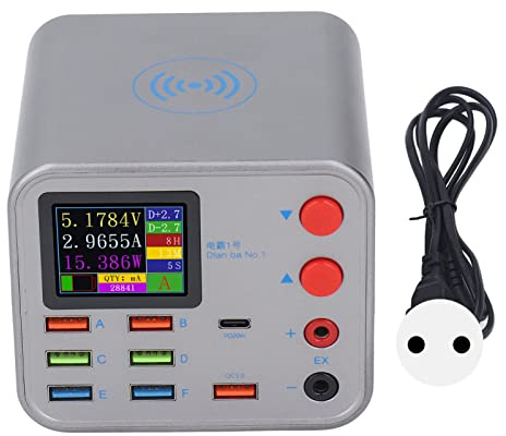 Multi-USB-laddningsstation 100W - 8 portar USB C QC3.0 snabb väggladdare med trådlös laddningsadapter för telefon, bärbar dator