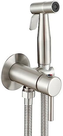 Ownace Set miscelatore bidet nascosto in nichel spazzolato con spruzzatore per acqua calda e fredda, kit doccia per WC bidet shattaf musulmano