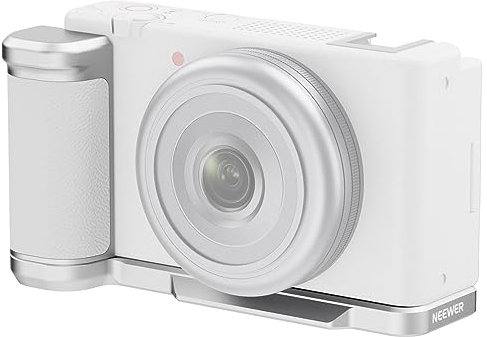 NEEWER ZV-1F ZV-1 II Placa en L Compatible con Sony, Metal L Bracket con Empuñadura de Cuero Blanca Rosca de 1/4,Base Arca para Montaje Vertical Compatible con SmallRig NEEWER Accesorio,CA030B Plata