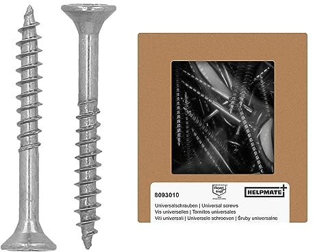 HELPMATE - Vis universelles tête fraisée 3,5x30 acier inoxydable A2-400 vis à bois avec entraînement en T et filetage partiel - Vis pour panneaux de particules pour l'intérieur et l'extérieur