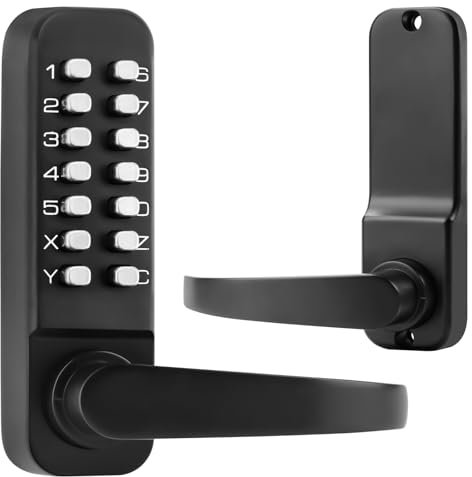 ANNFUZ Einseitiges mechanisches schlüsselloses Türschloss mit Griff, Tastenfeld-Vordertürschloss-Set, Code-Kombinationstürschlösser mit Tastatur, für Tor, Garage, kein Riegel, Auto, kein