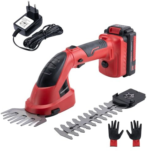 CHANGEMOORE Tagliasiepi a batteria 20 V con batteria da 1,5 Ah e guanto, Forbici Tagliaerba a batteria da 1,5 Ah, Sfoltirami e Cesoia Rasaerba Tagliabordi a Batteria, tosaerba a batteria 2 in 1