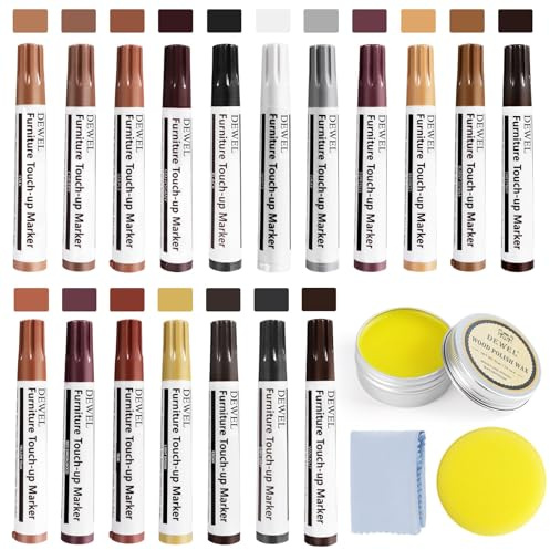 DEWEL Kit di Riparazione per Legno 18 Colori Pennarello per Legno 50g Cera d'api per Mobili Kit di Parquet Ripara Graffi Kit di Riparazione per Mobili in Legno per Macchie e Graffi