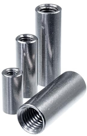 SECCARO Gewindemuffe M12 x 50 mm, Edelstahl V2A VA A2, runde Ausführung, durchgehendes Innengewinde, 20 Stück