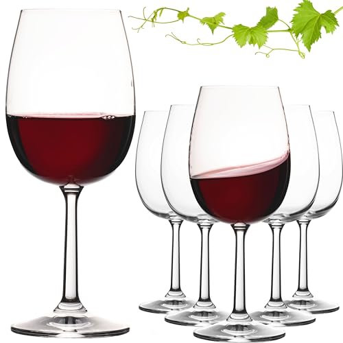 PLATINUX Juego de 6 copas de vino tinto, 350 ml, aptas para lavavajillas