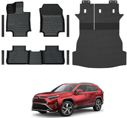 GALVAGNITE Floor Mats for Toyota RAV4 2019-2025, All Weather Floor Mats Trunk Cargo Liner with Backrest Protectors and Door Sill Guards Accessories, Full Coverage Set