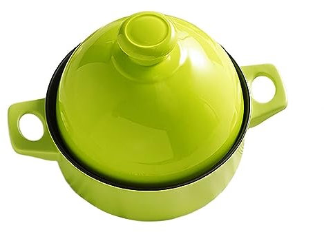Marockansk keramisk tajine för matlagning, induktionsgryta, gryta, tajine, långsam spis med 2 handtag (färg: Grön)