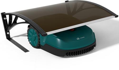 VOUNOT® Robotic Lawnmower Garage 104x80x50 cm, Outdoor Weatherproof Shelter with Metal Legs, Rigid Roof Protection, Brown