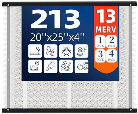 4-pack 213 ersättnings luftfilter, MERV 13, faktisk storlek: 52 x 65 x 10 cm, nominell storlek: 50 x 65 cm, HVAC ugnsfilter, kompatibel med AprilAire-modeller 1210, 1620, 2210, 2210, 2216, 3210, 420