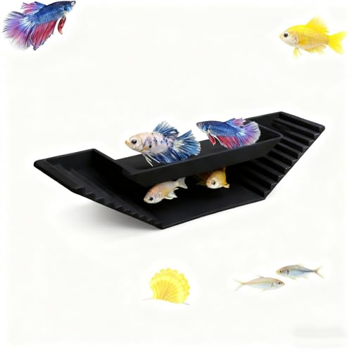 Civore Aquarium Underground Hideout Tunnel (Black),2 Entrances Under Gravel for Small Fish & Shrimp