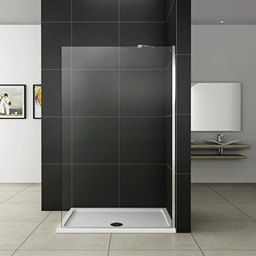 Paroi de douche 140x200 cm,paroi de douche à l'italienne 10mm verre securit et anticalcaire avec barre de fixation extensible en cylindrique