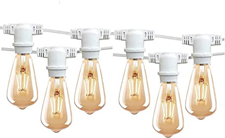 Partenopeautensili® catena luminosa cordoniera corda filo bianco da 10mt con 10 attacchi per lampadine E27 incluse ST64 luce calda 2500K per esterni impermeabile e prolungabile feste eventi matrimonio