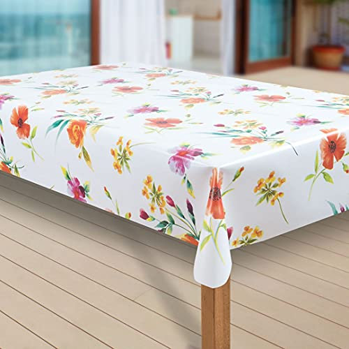 laro Wachstuch-Tischdecke Abwaschbar Garten-Tischdecke Wachstischdecke PVC Plastik-Tischdecken Eckig Meterware Wasserabweisend Abwischbar |70|, Muster:Sommer Blumen Mix, Größe:80x80 cm