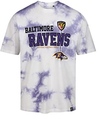 Recovered Baltimore Ravens NFL Tie-Dye Relaxed Oversized T-Shirt White Purple - L