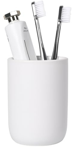 BosilunLife Ceramic Toothbrush Holder - 12Oz Bathroom Toothbrush Holder White Tooth Brush Holders Tumbler Cups Reusable Toothbrush Mouthwash Cup Small Toothbrush and Toothpaste Holder
