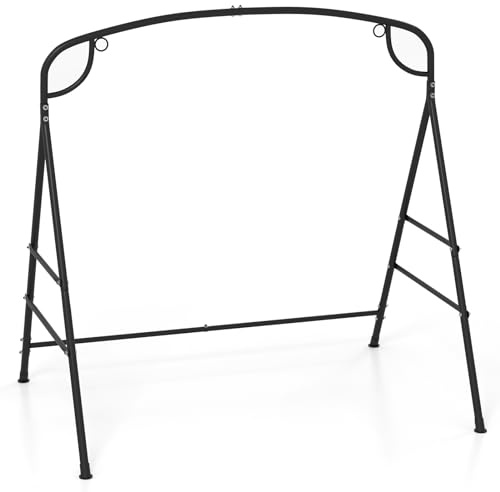 DREAMADE Support de Balançoire en Métal 1 Place, Cadre de Balancelle en Forme de A avec Anneaux de Suspension Solides, Charge 300KG,180x133x182CM