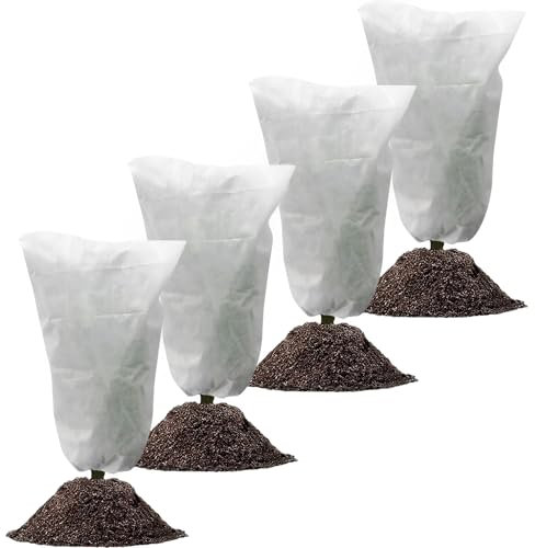 AMSNINK 4PCS Winterschutz Für Pflanzen, 60cm X 80cm Frostschutzhaube Für Pflanzenmit Mit Zugband, Pflanzenschutz Winter, Pflanzenschutzhaube, Für Pflanzen Für Wetterfest, Kälte, Vögel Und Insekten