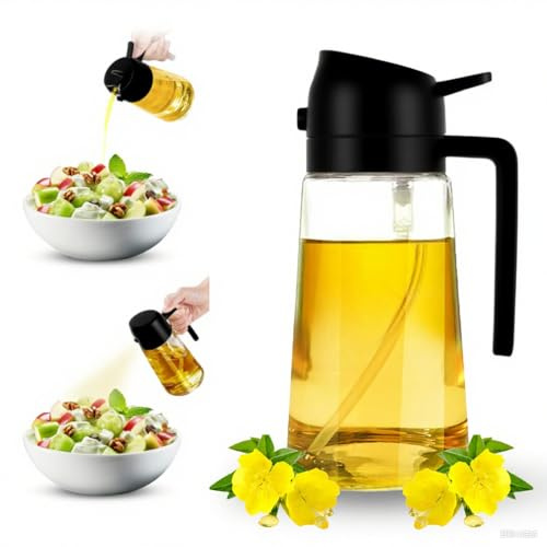 Tapsin Pulverizador Aceite Spray 470ml Dosificador Aceite Vertedor Dispensador de Aceite de Oliva Para Cocinar, Freidora de Aire, Ensalada (Negro)