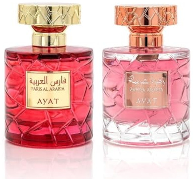 Ayat Perfumes - Presentset 2 Parfymer – Eau de Parfum Zahra Arabia & Faris Al Arabia – 2x100ml – Dam – Orientaliska Dubai Parfymer – Långvarig