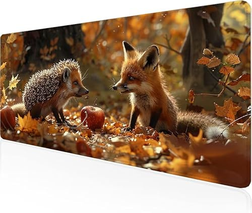 Musmatta skog spel musmatta djur stor skrivbordsmatta 600 x 400 x 3 mm, arbete från hem nödvändigheter halkfri gummibas specialtexturerad vattentålig yta slitstark skrivbord matt för laptop Y1-629