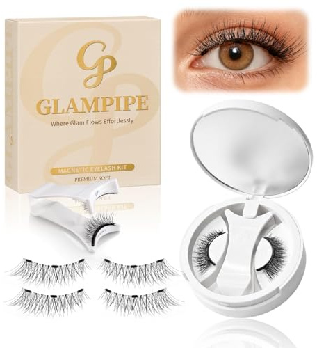 Magnetic Eyelashes Without Eyeliner, No Glue Magnetic Lashes with Applicator, Reusable Natural Look Lashes, Lightweight & Comfortable, Easy to Apply and Remove