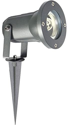 Vetrineinrete® Faretto da esterno lampada led da giardino con picchetto interrabile e staffa a parete portalampada ip57 gu10 ES12 balcone (Grigio) C59