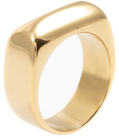 Happiness Boutique Damas Anillo Grueso en Color Oro | Anillo Rectangular Joyería de Acero Inoxidable