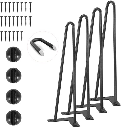 VEVOR 406.4MM Hairpin Furniture Legs, Metal Home DIY Projects for Nightstand, Coffee Table, Desk, 226.8KG Load Capacity with Rubber Floor Protectors, Metal Heavy Duty Sturdy Modern Table Legs, 4PCS